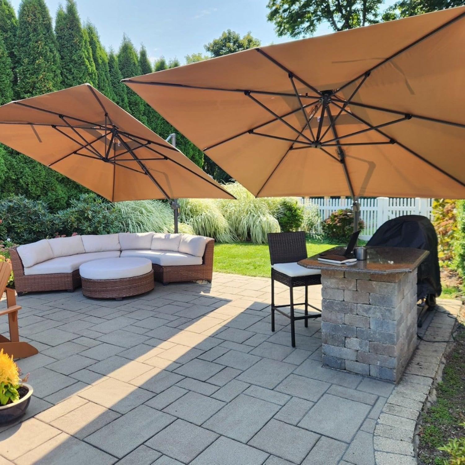 PURPLE LEAF Cantilever Patio Umbrella Gray Pole Outdoor Umbrella with UV Protection - Image 70