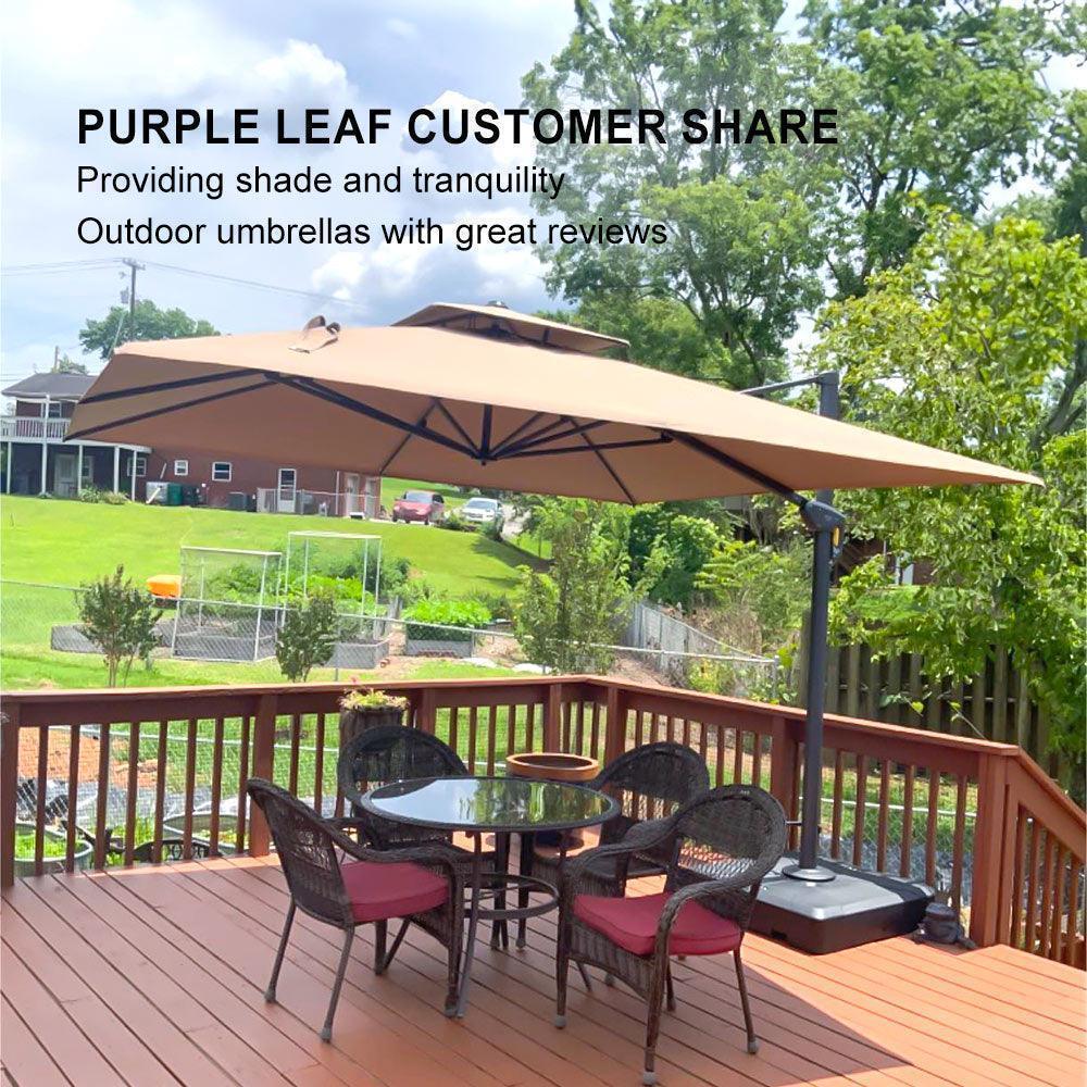 PURPLE LEAF Cantilever Patio Umbrella Gray Pole Outdoor Umbrella with UV Protection - Image 72