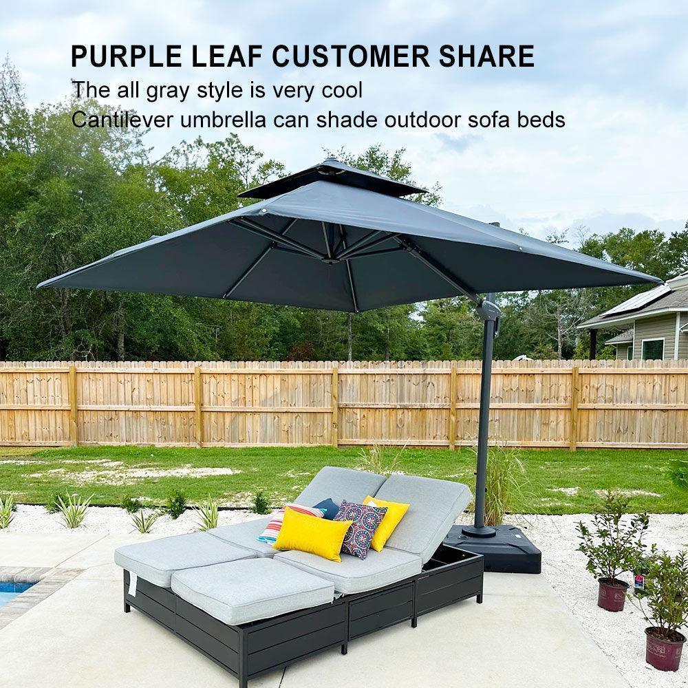 PURPLE LEAF Cantilever Patio Umbrella Gray Pole Outdoor Umbrella with UV Protection - Image 74