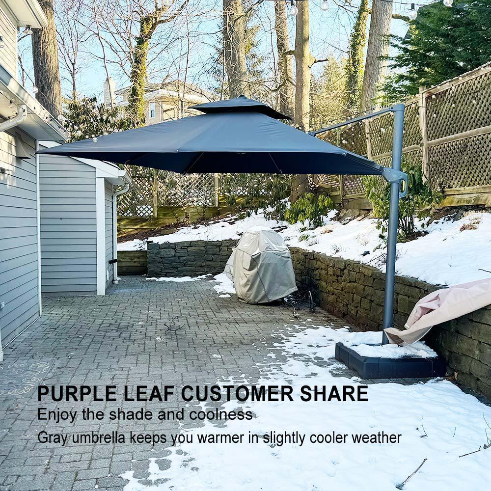 PURPLE LEAF Cantilever Patio Umbrella Gray Pole Outdoor Umbrella with UV Protection - Image 75