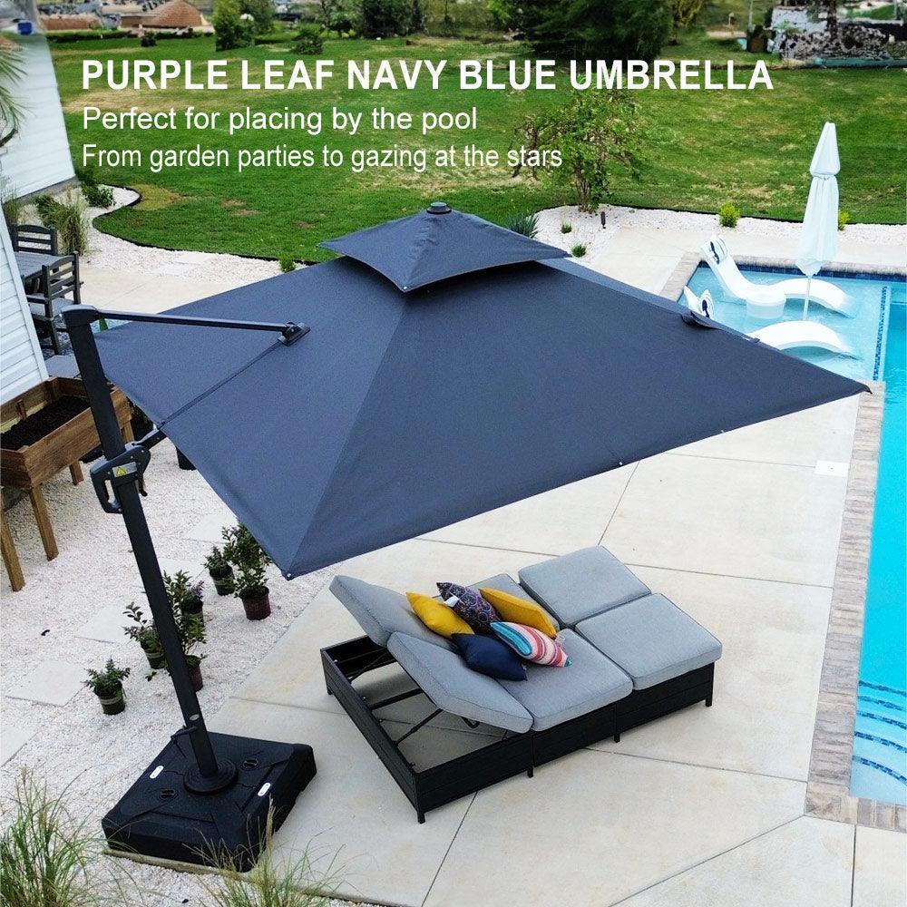 PURPLE LEAF Cantilever Patio Umbrella Gray Pole Outdoor Umbrella with UV Protection - Image 76