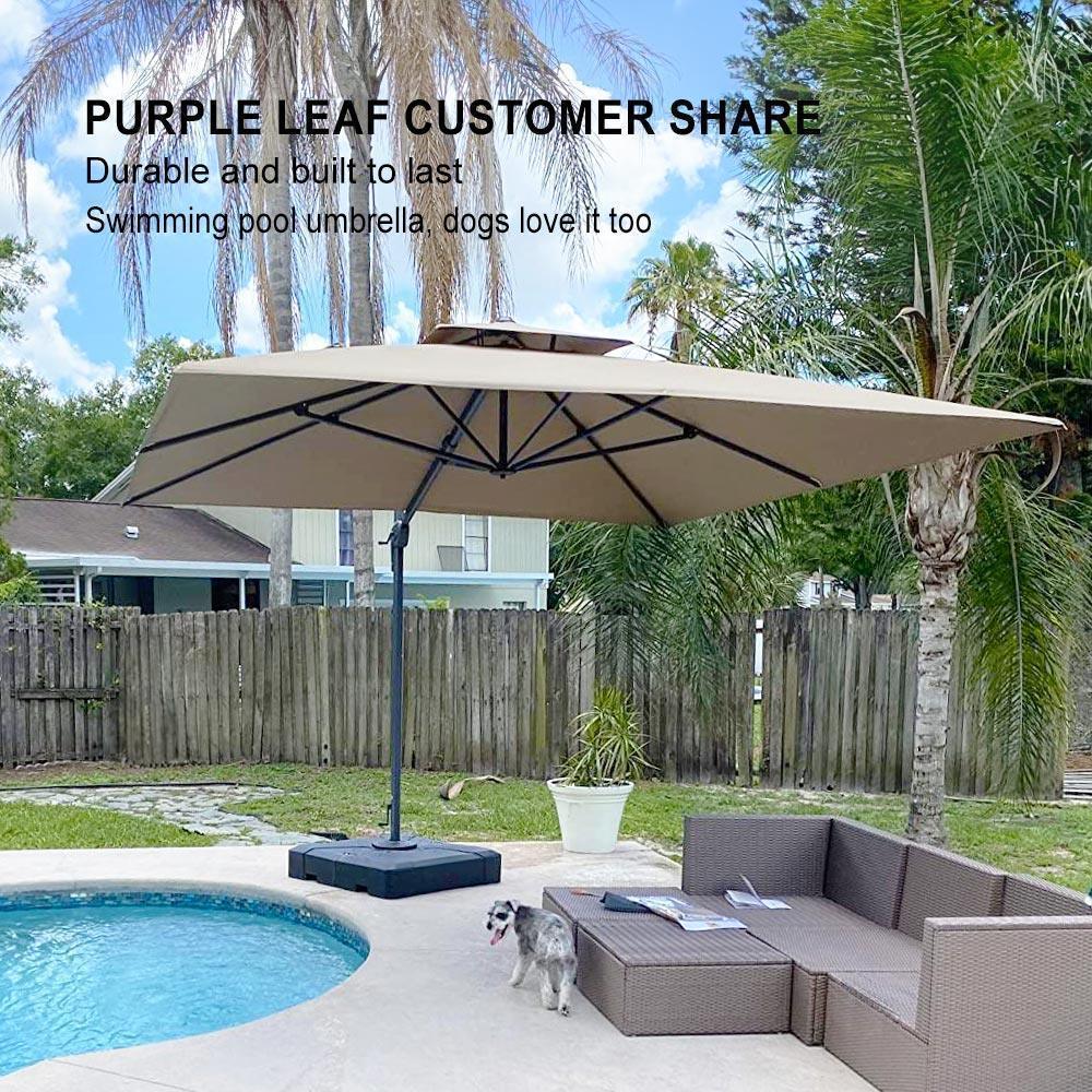 PURPLE LEAF Cantilever Patio Umbrella Gray Pole Outdoor Umbrella with UV Protection - Image 78