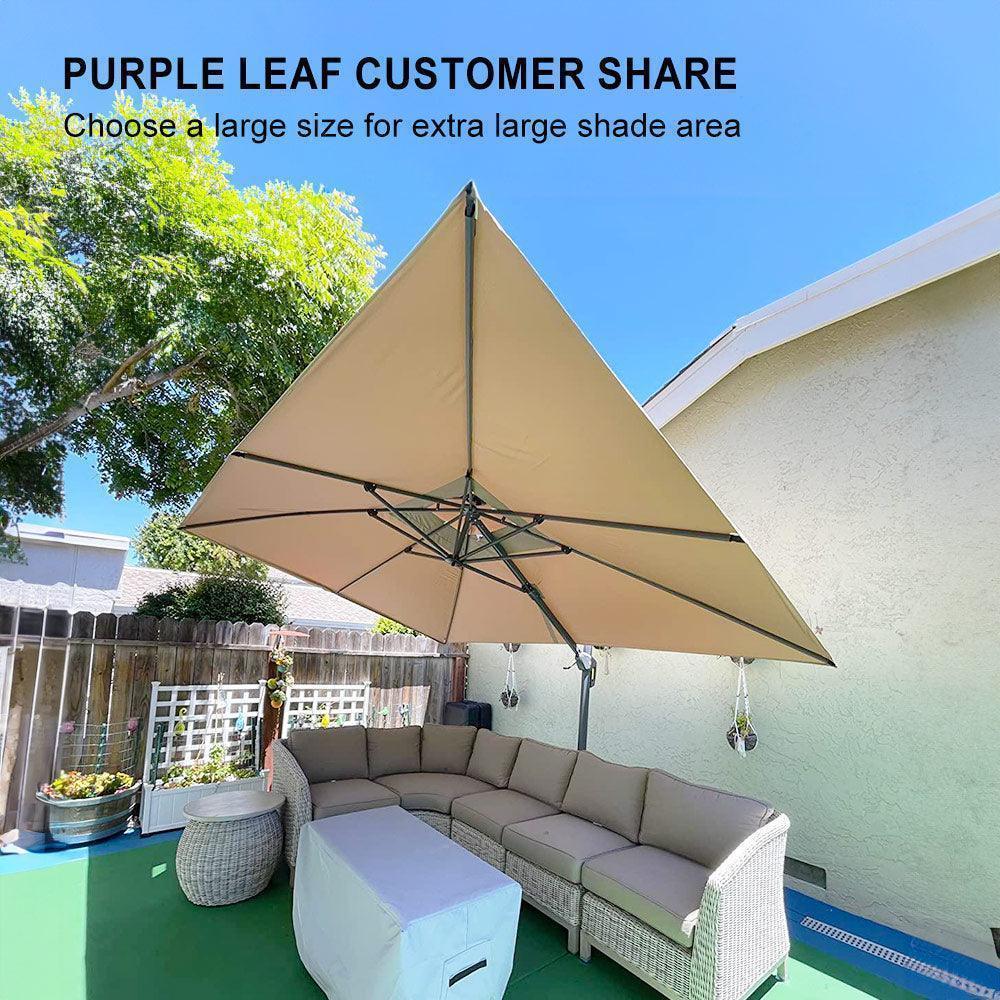 PURPLE LEAF Cantilever Patio Umbrella Gray Pole Outdoor Umbrella with UV Protection - Image 79