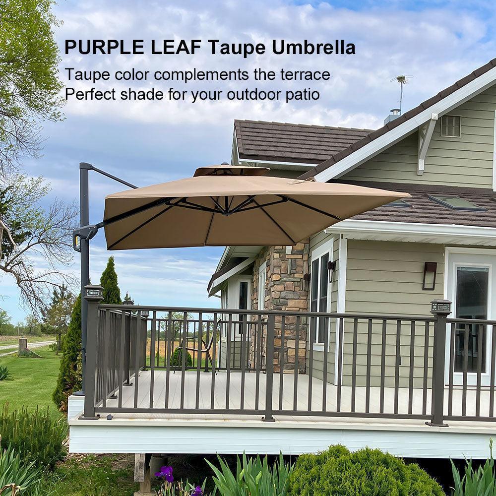 PURPLE LEAF Cantilever Patio Umbrella Gray Pole Outdoor Umbrella with UV Protection - Image 80