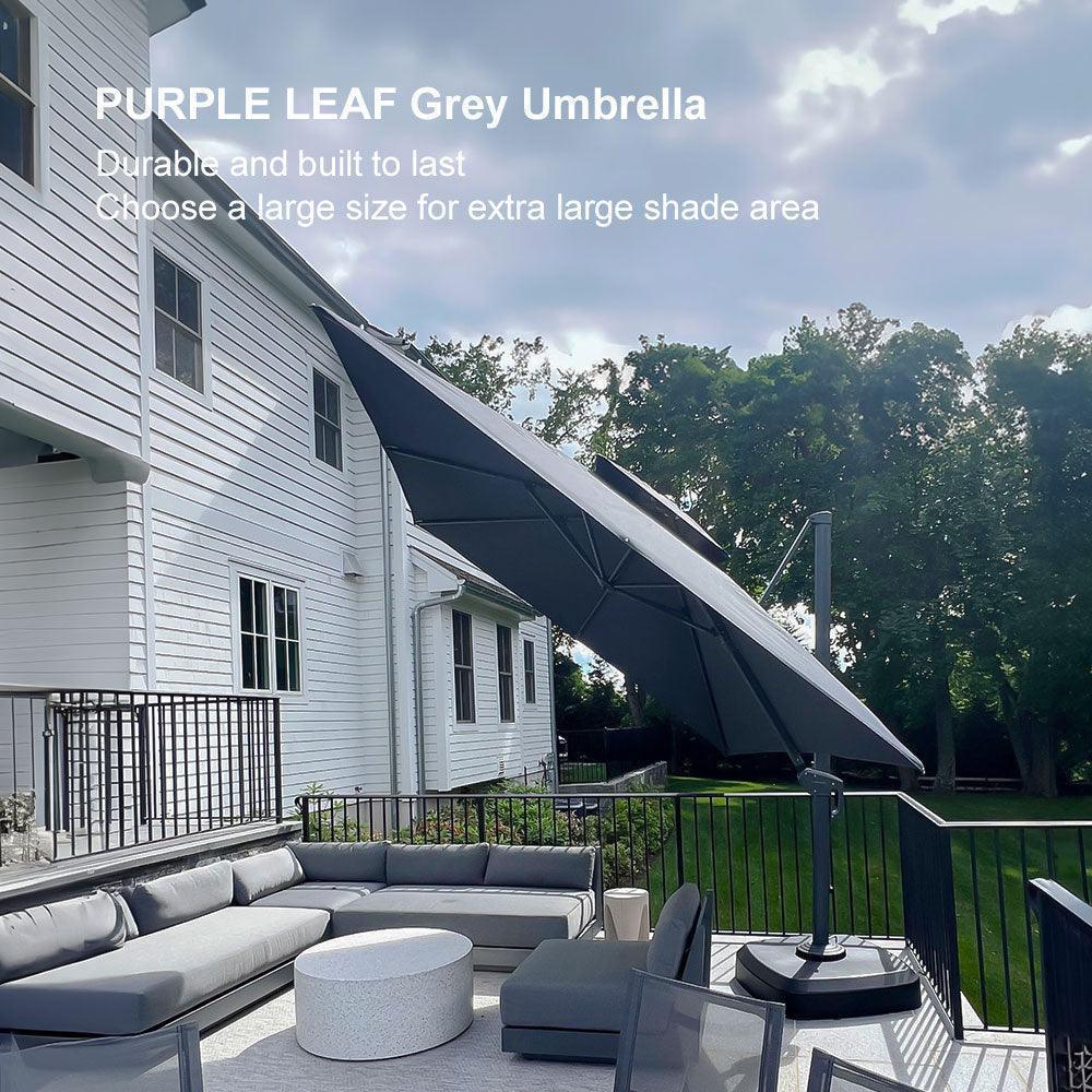 PURPLE LEAF Cantilever Patio Umbrella Gray Pole Outdoor Umbrella with UV Protection - Image 14
