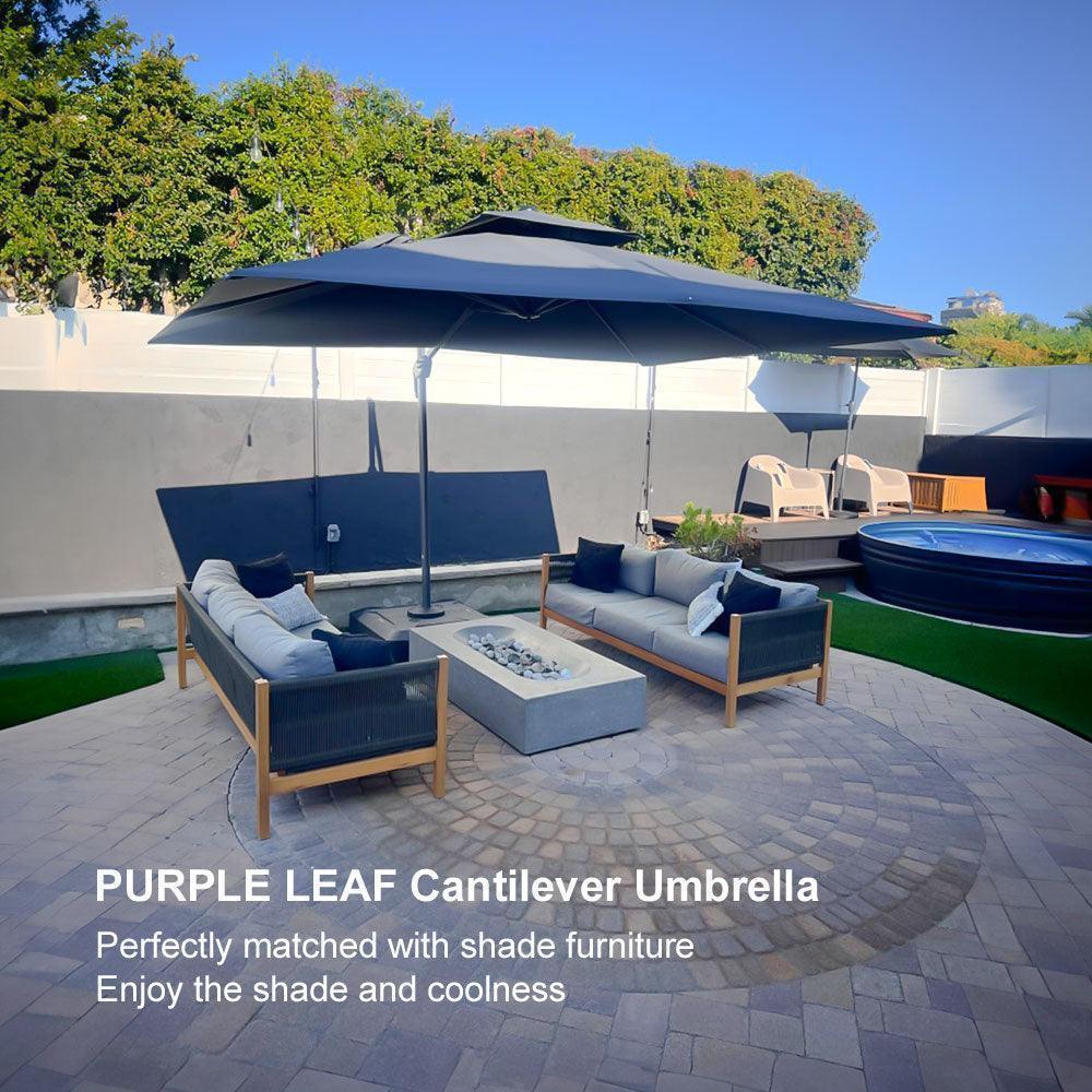 PURPLE LEAF Cantilever Patio Umbrella Gray Pole Outdoor Umbrella with UV Protection - Image 81