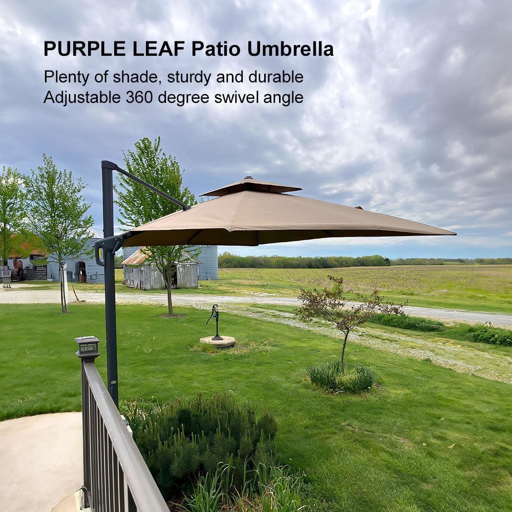 PURPLE LEAF Cantilever Patio Umbrella Gray Pole Outdoor Umbrella with UV Protection - Image 82