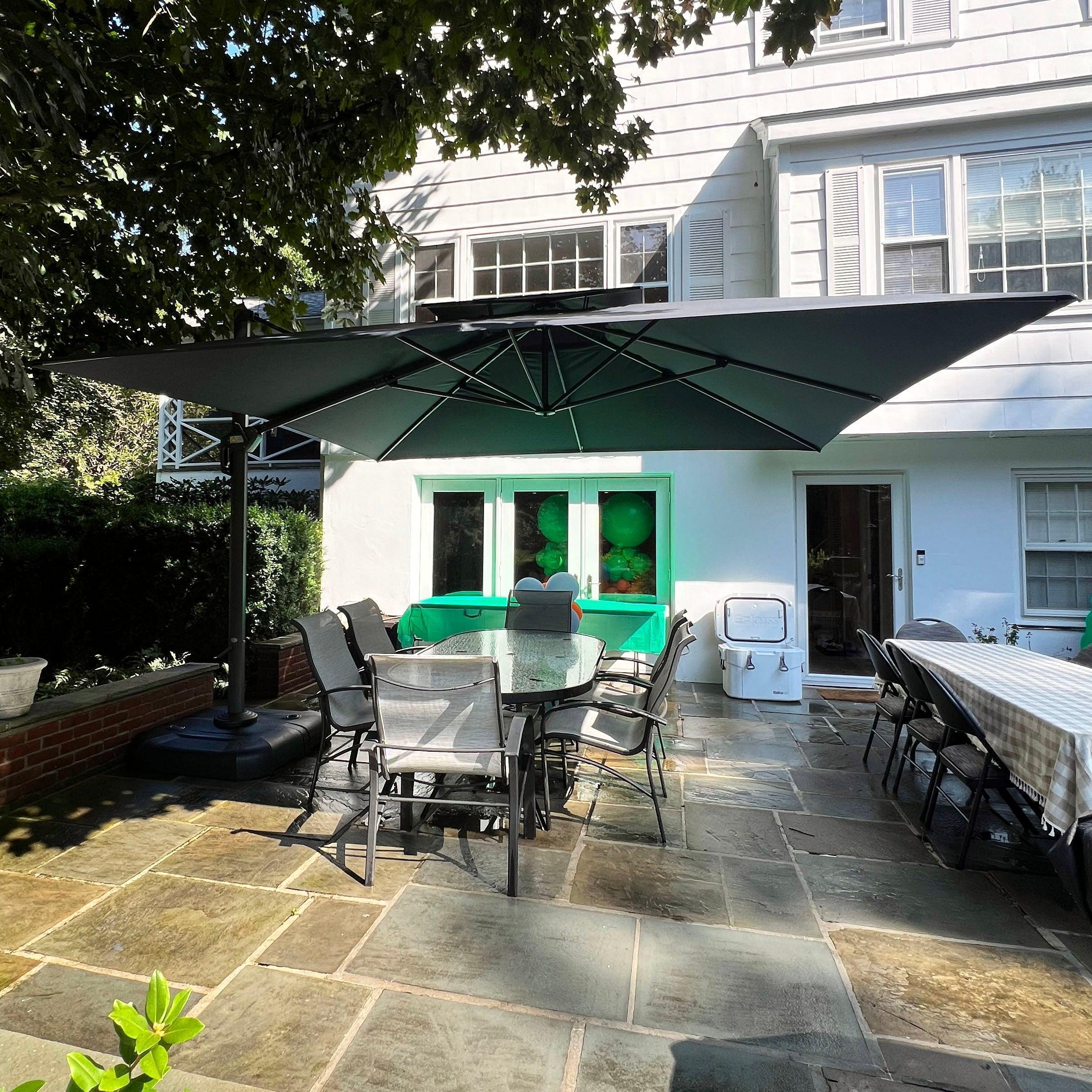 PURPLE LEAF Cantilever Patio Umbrella Gray Pole Outdoor Umbrella with UV Protection - Image 83