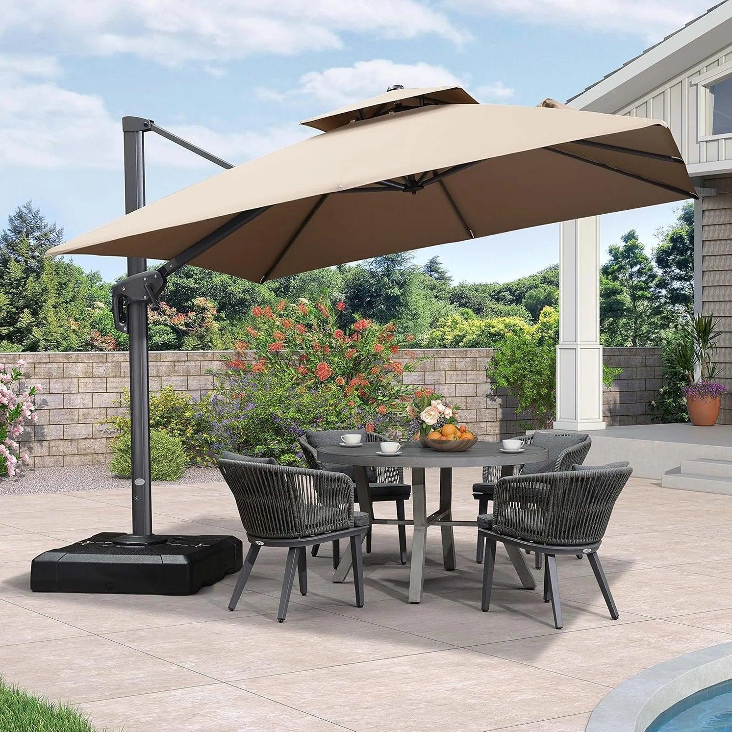 PURPLE LEAF Cantilever Patio Umbrella Gray Pole Outdoor Umbrella with UV Protection - Image 84