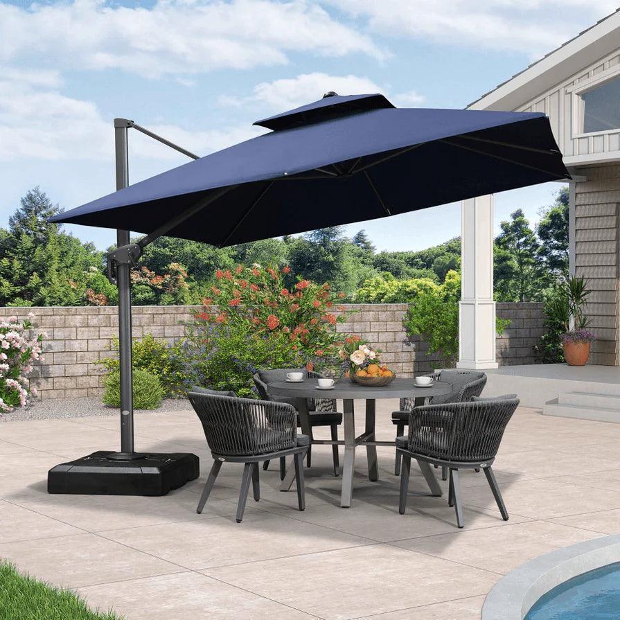 PURPLE LEAF Cantilever Patio Umbrella Gray Pole Outdoor Umbrella with UV Protection - Image 86