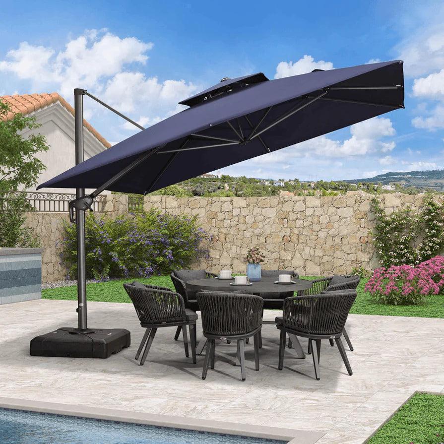 PURPLE LEAF Cantilever Patio Umbrella Gray Pole Outdoor Umbrella with UV Protection - Image 90