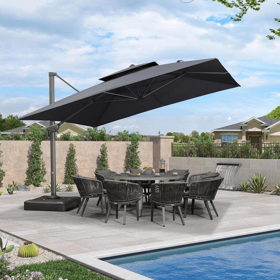 PURPLE LEAF Cantilever Patio Umbrella Gray Pole Outdoor Umbrella with UV Protection - Image 93