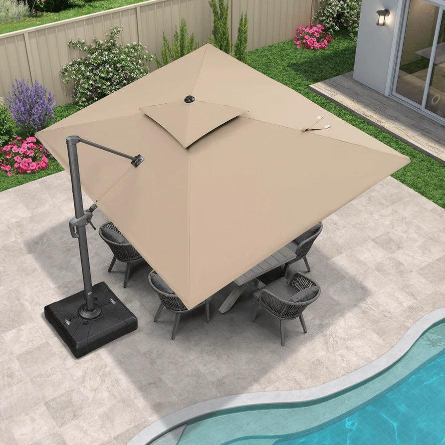 PURPLE LEAF Cantilever Patio Umbrella Gray Pole Outdoor Umbrella with UV Protection - Image 96