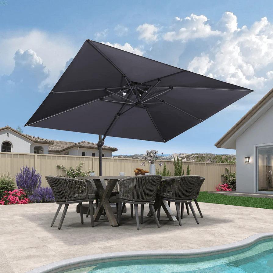 PURPLE LEAF Cantilever Patio Umbrella Gray Pole Outdoor Umbrella with UV Protection - Image 97