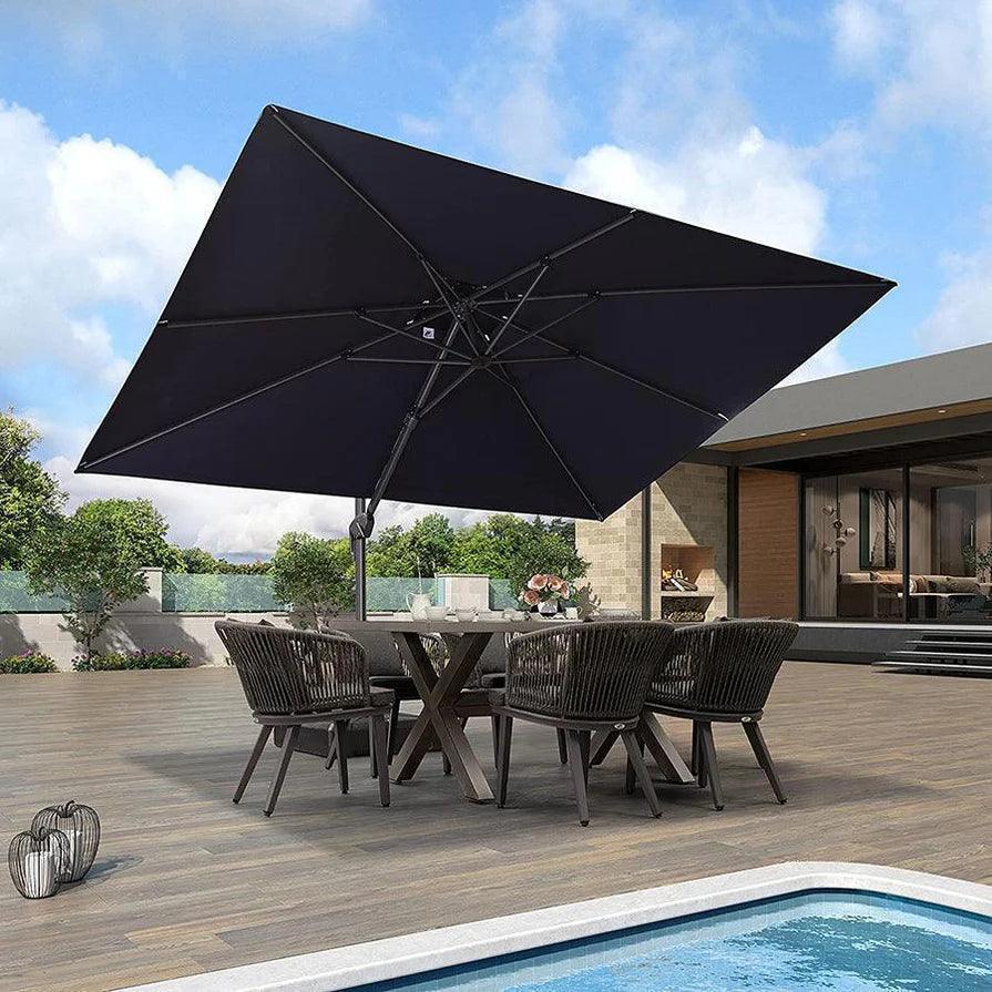 PURPLE LEAF Cantilever Patio Umbrella Gray Pole Outdoor Umbrella with UV Protection - Image 98