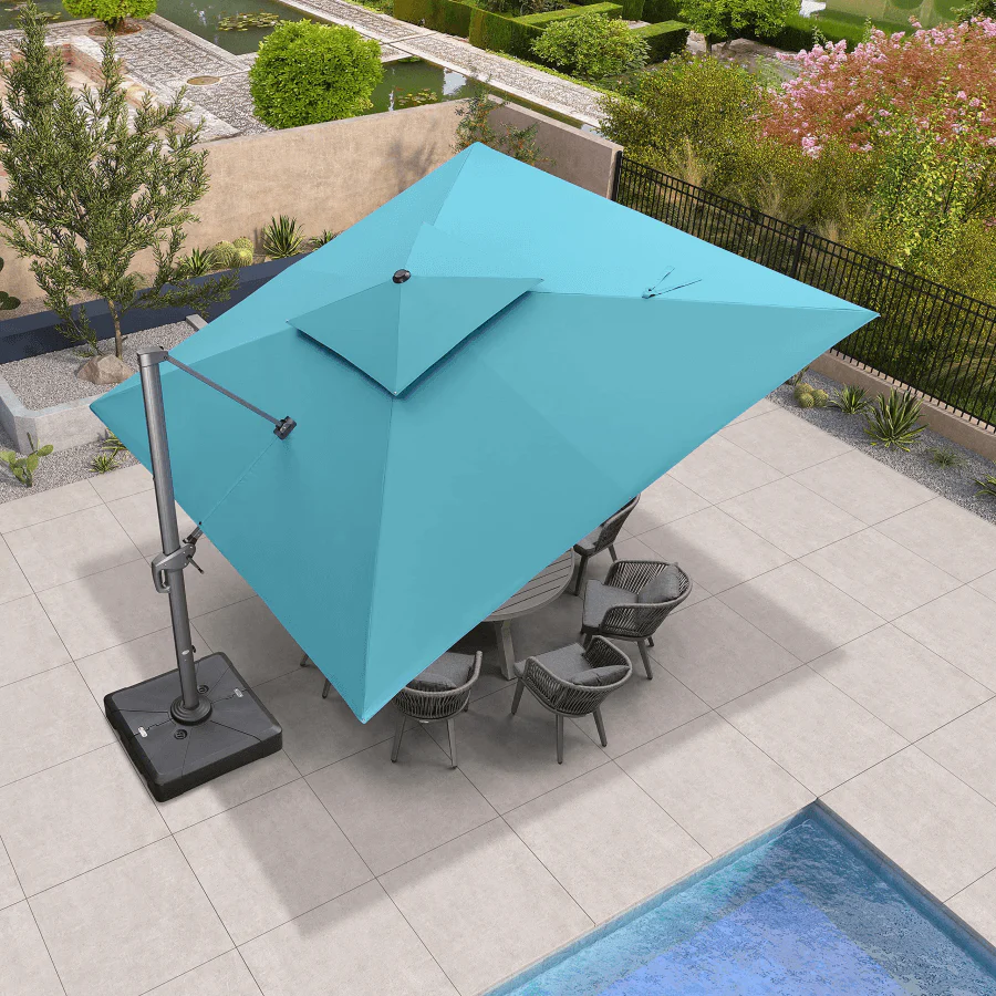 PURPLE LEAF Cantilever Patio Umbrella Gray Pole Outdoor Umbrella with UV Protection - Image 37
