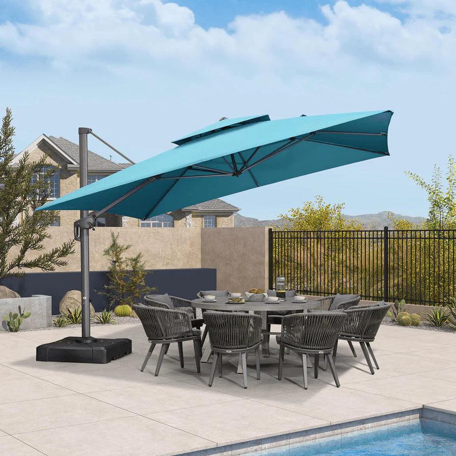 PURPLE LEAF Cantilever Patio Umbrella Gray Pole Outdoor Umbrella with UV Protection - Image 99