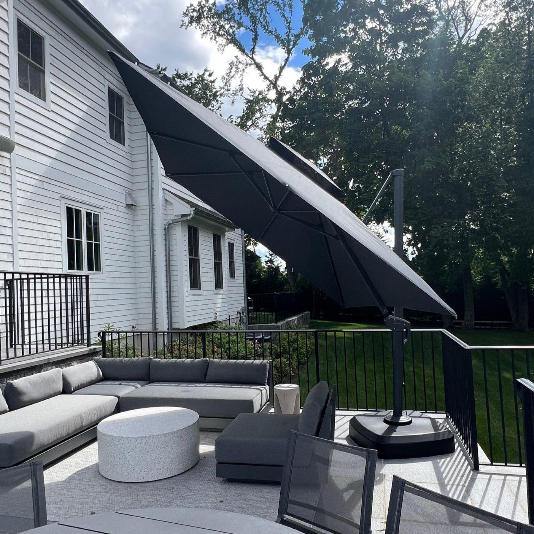 PURPLE LEAF Cantilever Patio Umbrella Gray Pole Outdoor Umbrella with UV Protection - Image 101