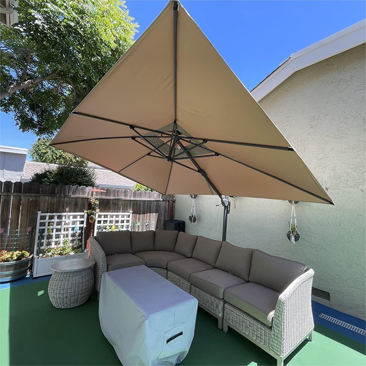 PURPLE LEAF Cantilever Patio Umbrella Gray Pole Outdoor Umbrella with UV Protection - Image 108