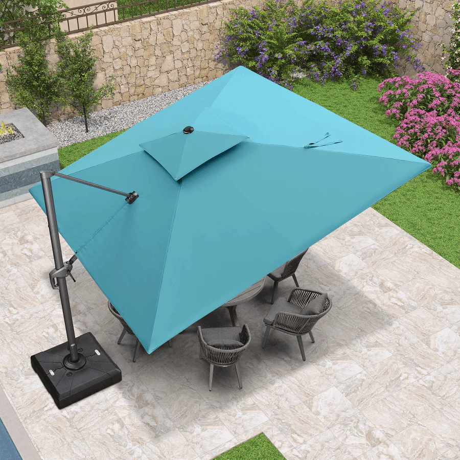 PURPLE LEAF Cantilever Patio Umbrella Gray Pole Outdoor Umbrella with UV Protection - Image 38