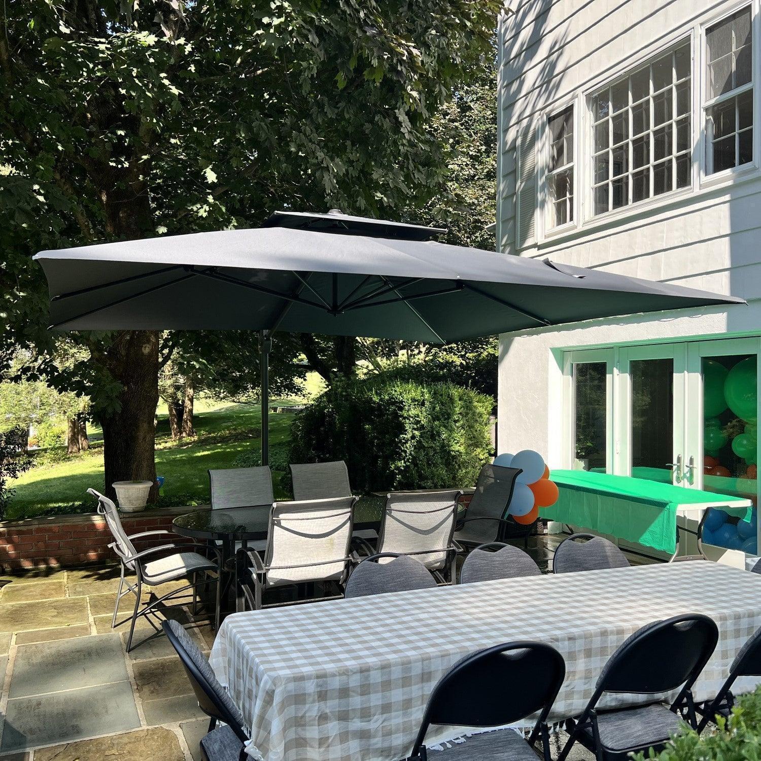 PURPLE LEAF Cantilever Patio Umbrella Gray Pole Outdoor Umbrella with UV Protection - Image 109