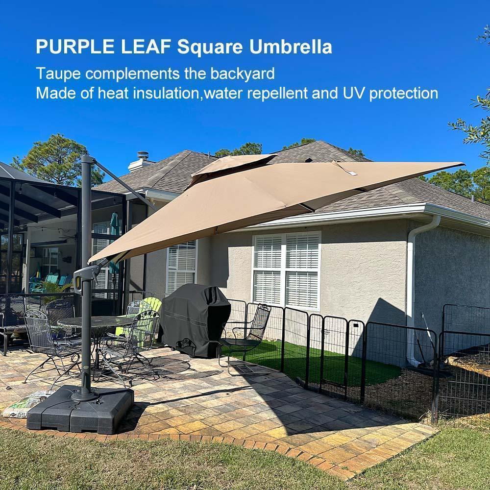PURPLE LEAF Cantilever Patio Umbrella Gray Pole Outdoor Umbrella with UV Protection - Image 116