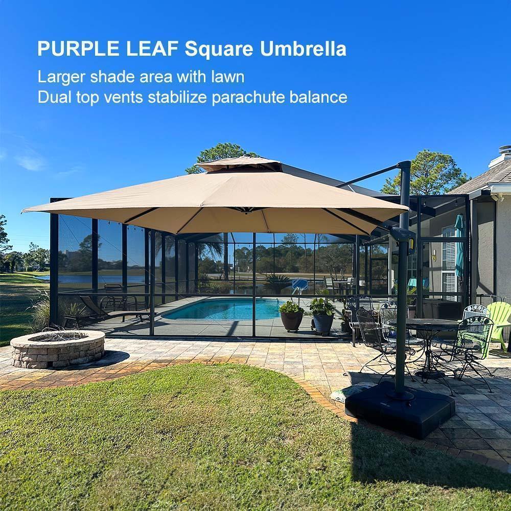 PURPLE LEAF Cantilever Patio Umbrella Gray Pole Outdoor Umbrella with UV Protection - Image 117