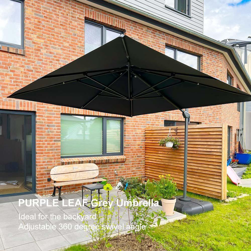 PURPLE LEAF Cantilever Patio Umbrella Gray Pole Outdoor Umbrella with UV Protection - Image 118
