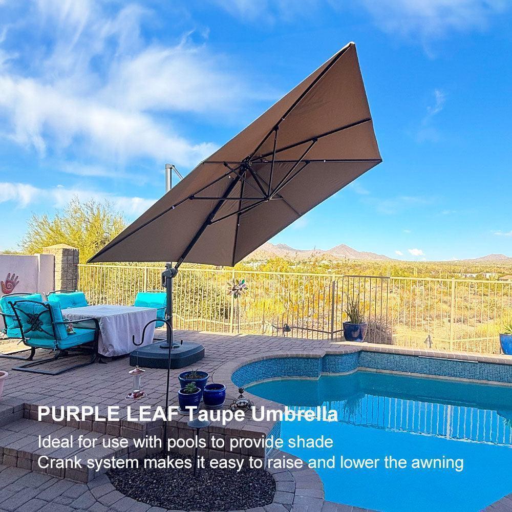 PURPLE LEAF Cantilever Patio Umbrella Gray Pole Outdoor Umbrella with UV Protection - Image 119