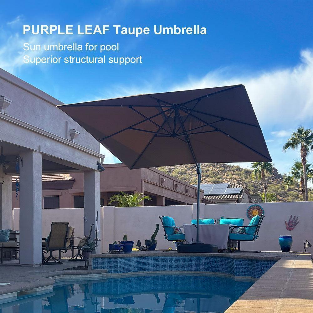PURPLE LEAF Cantilever Patio Umbrella Gray Pole Outdoor Umbrella with UV Protection - Image 120