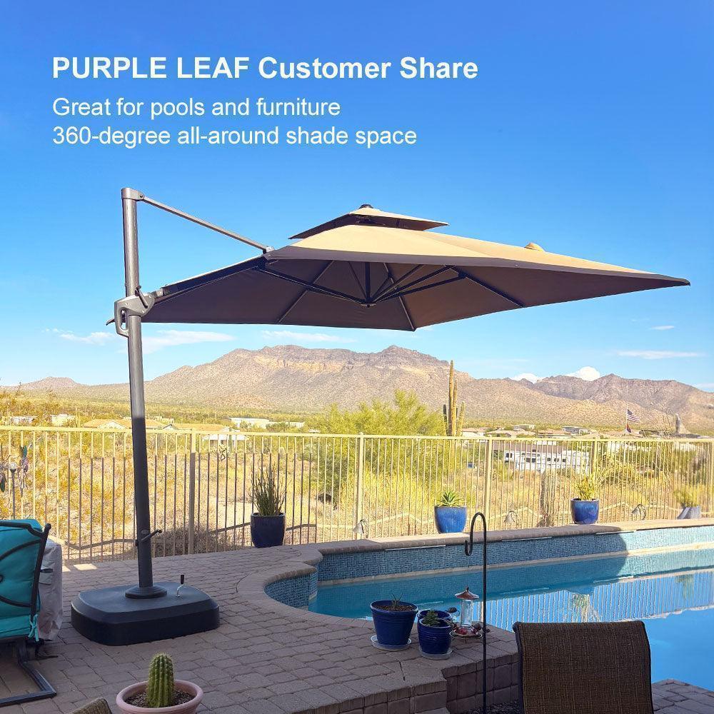 PURPLE LEAF Cantilever Patio Umbrella Gray Pole Outdoor Umbrella with UV Protection - Image 121