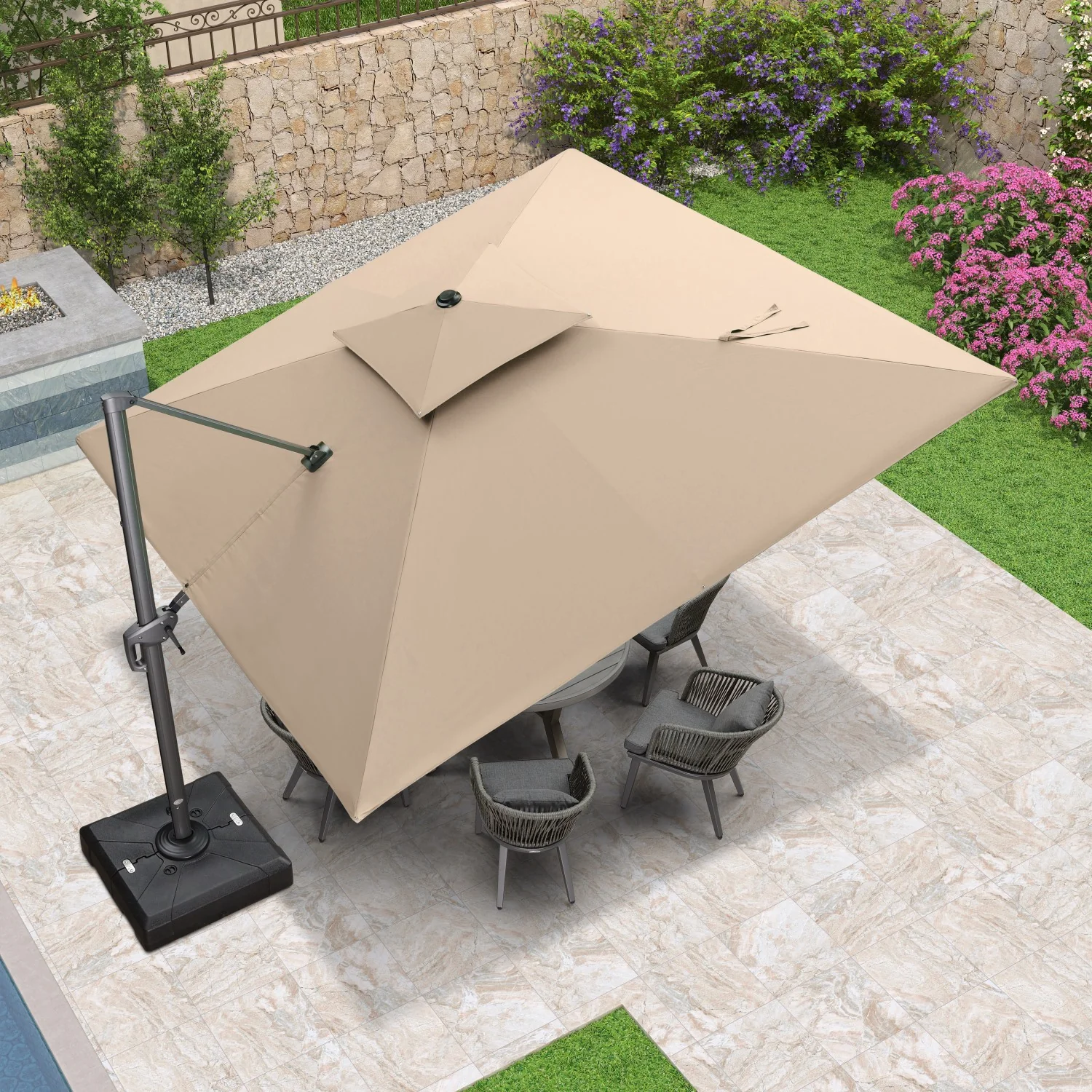 PURPLE LEAF Cantilever Patio Umbrella Gray Pole Outdoor Umbrella with UV Protection - Image 22