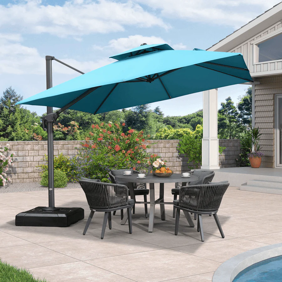 PURPLE LEAF Cantilever Patio Umbrella Gray Pole Outdoor Umbrella with UV Protection - Image 41