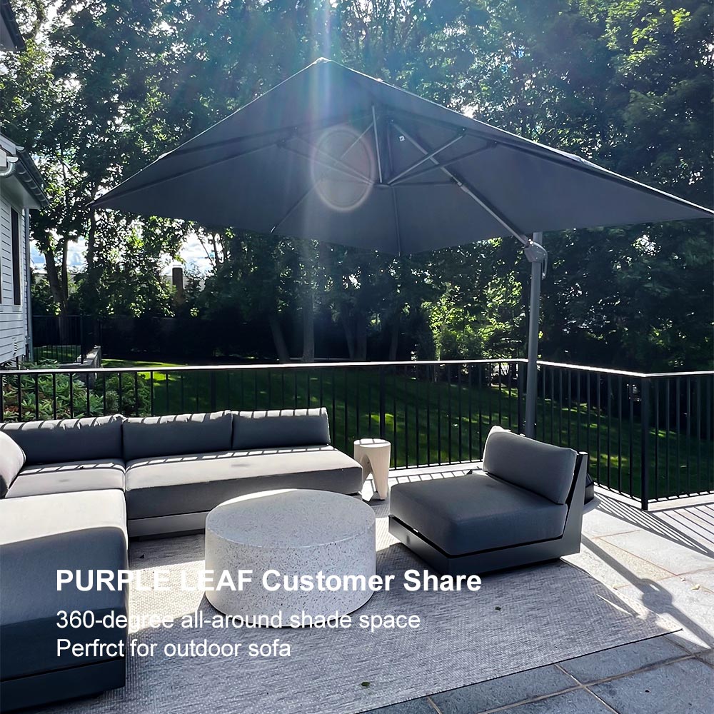 PURPLE LEAF Cantilever Patio Umbrella Gray Pole Outdoor Umbrella with UV Protection - Image 138