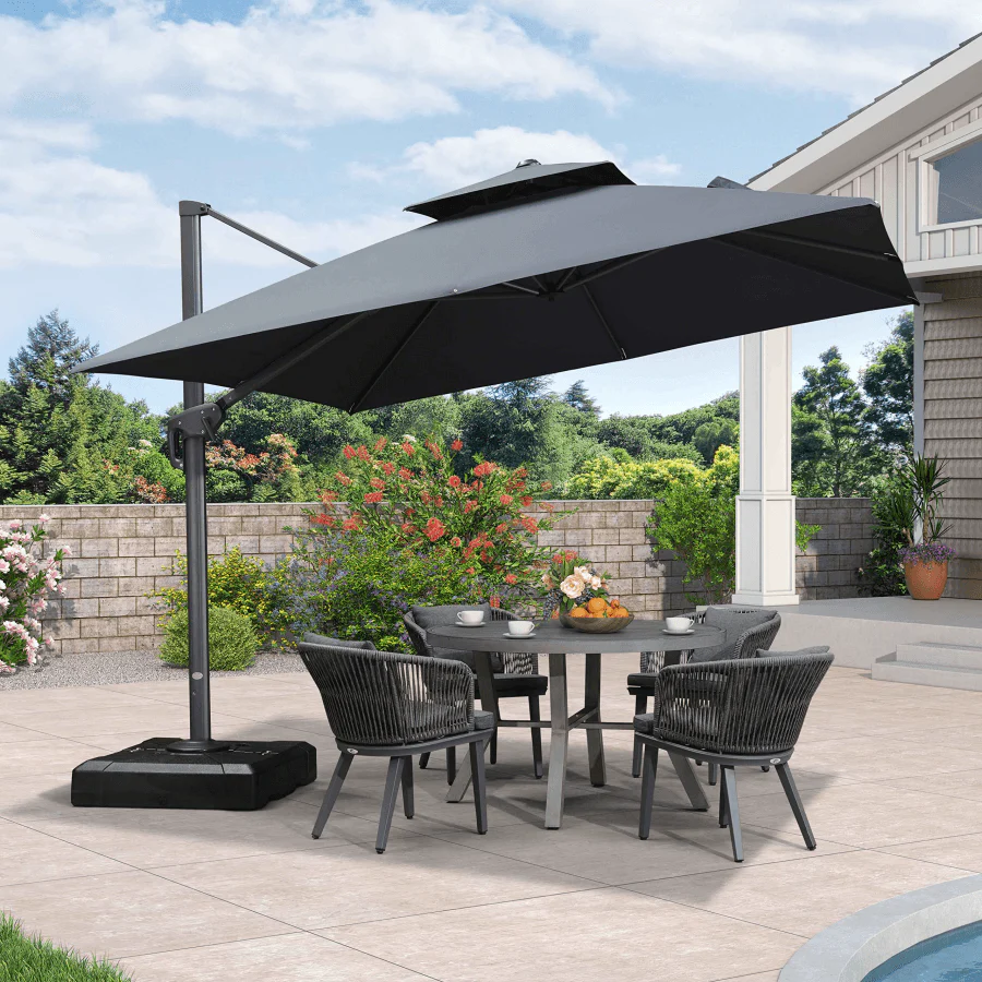 PURPLE LEAF Cantilever Patio Umbrella Gray Pole Outdoor Umbrella with UV Protection - Image 46