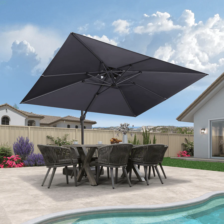 PURPLE LEAF Cantilever Patio Umbrella Gray Pole Outdoor Umbrella with UV Protection - Image 32