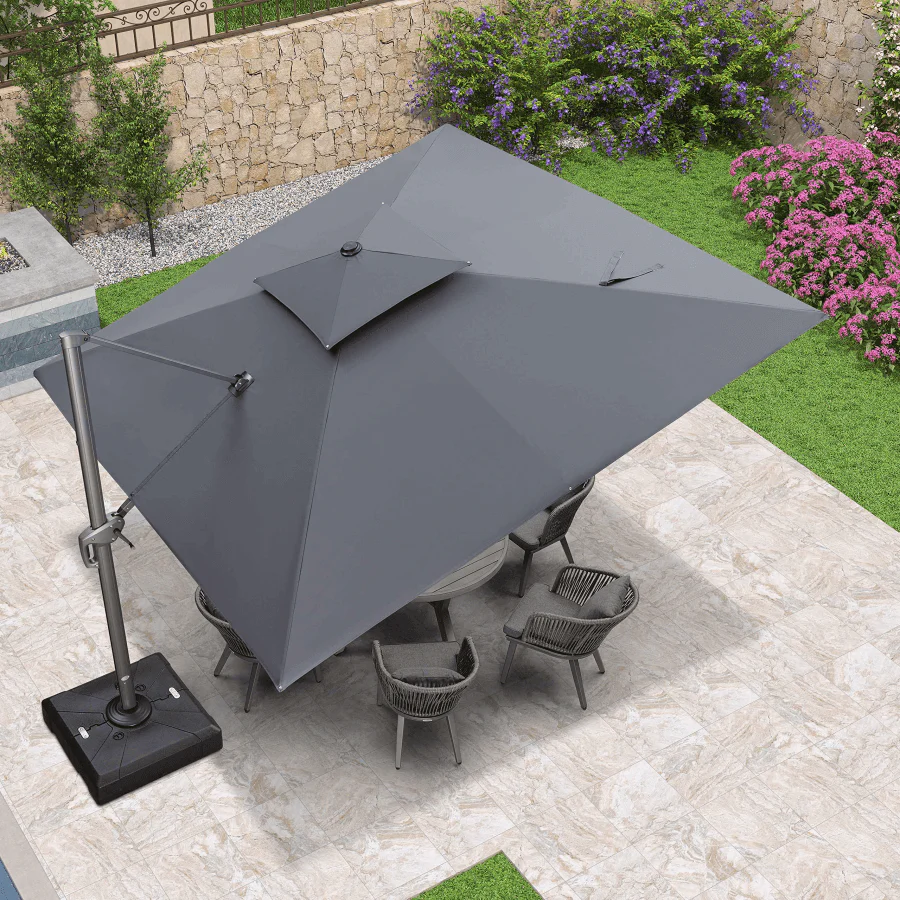 PURPLE LEAF Cantilever Patio Umbrella Gray Pole Outdoor Umbrella with UV Protection - Image 47