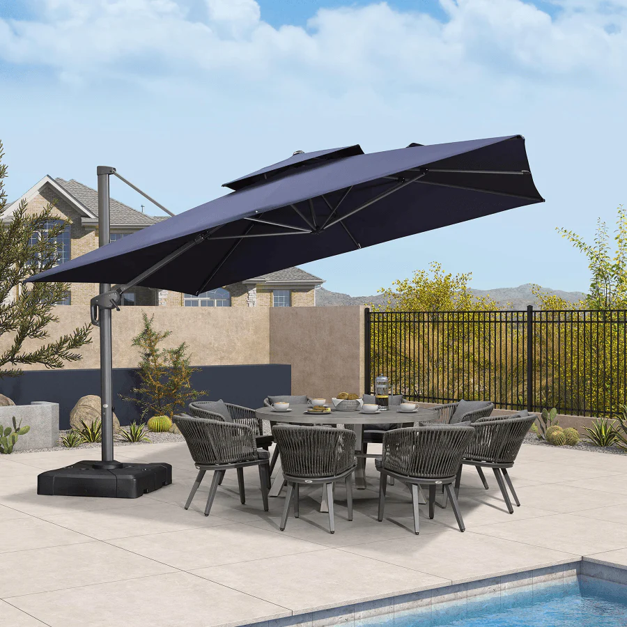PURPLE LEAF Cantilever Patio Umbrella Gray Pole Outdoor Umbrella with UV Protection - Image 52