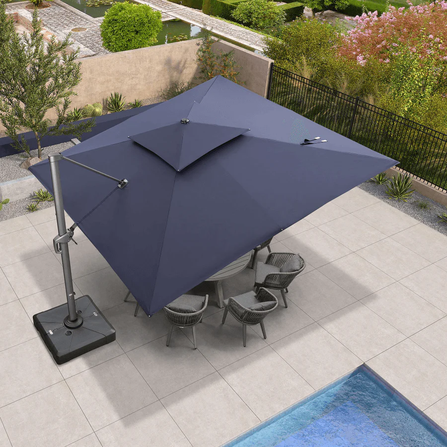 PURPLE LEAF Cantilever Patio Umbrella Gray Pole Outdoor Umbrella with UV Protection - Image 53
