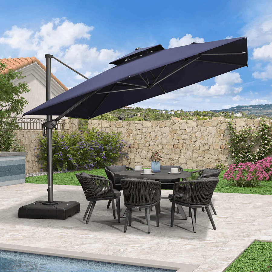 PURPLE LEAF Cantilever Patio Umbrella Gray Pole Outdoor Umbrella with UV Protection - Image 54