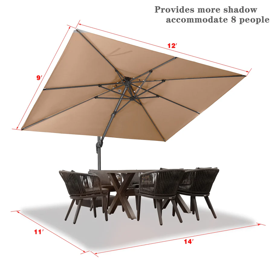 PURPLE LEAF Cantilever Patio Umbrella Gray Pole Outdoor Umbrella with UV Protection - Image 55