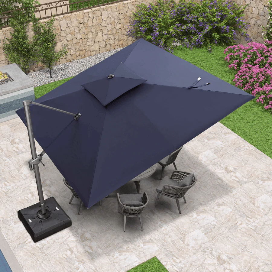 PURPLE LEAF Cantilever Patio Umbrella Gray Pole Outdoor Umbrella with UV Protection - Image 23