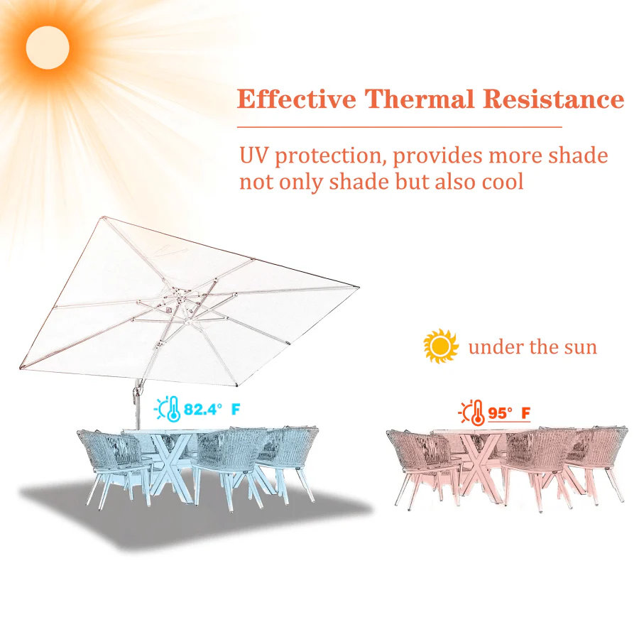 PURPLE LEAF Cantilever Patio Umbrella Gray Pole Outdoor Umbrella with UV Protection - Image 3