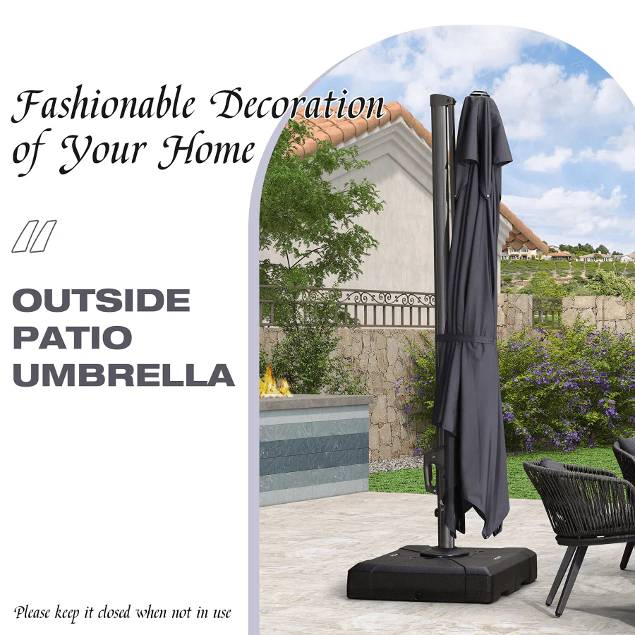 PURPLE LEAF Cantilever Patio Umbrella Gray Pole Outdoor Umbrella with UV Protection - Image 56
