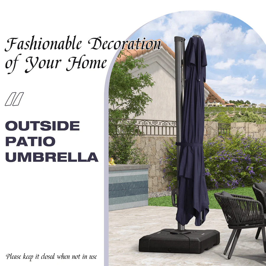 PURPLE LEAF Cantilever Patio Umbrella Gray Pole Outdoor Umbrella with UV Protection - Image 57