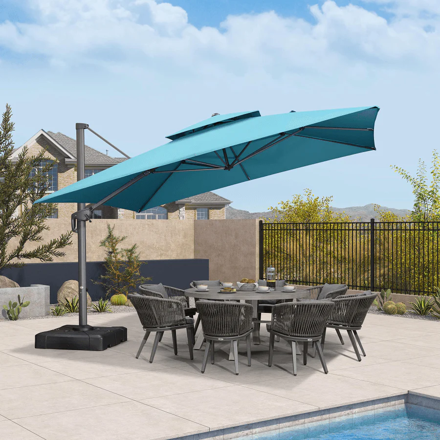 PURPLE LEAF Cantilever Patio Umbrella Gray Pole Outdoor Umbrella with UV Protection - Image 25
