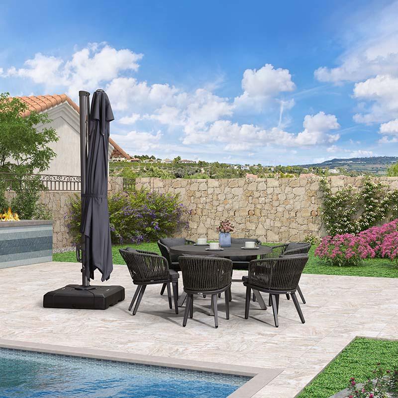 PURPLE LEAF Cantilever Patio Umbrella Gray Pole Outdoor Umbrella with UV Protection - Image 59