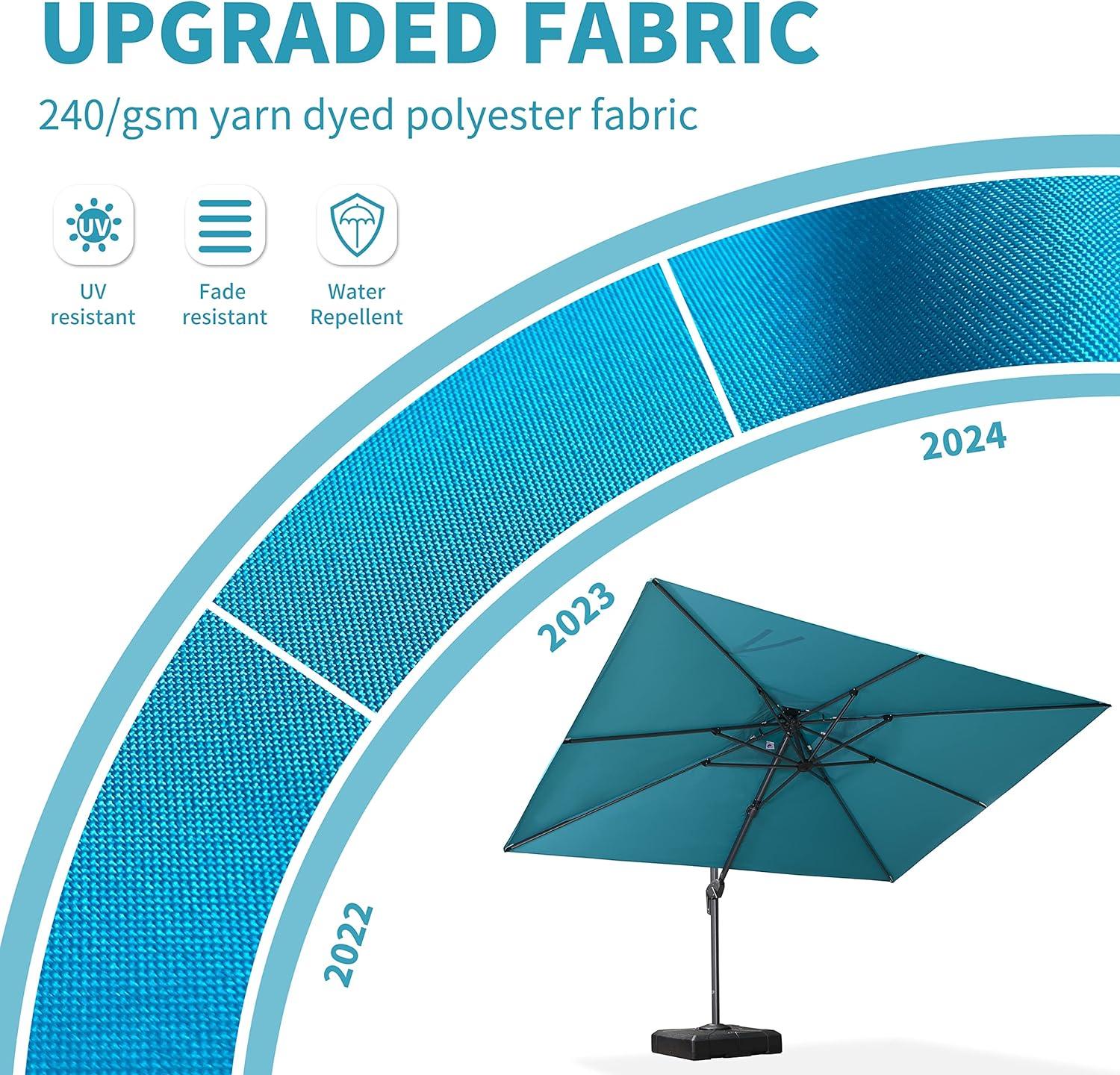 PURPLE LEAF Cantilever Patio Umbrella Gray Pole Outdoor Umbrella with UV Protection - Image 15