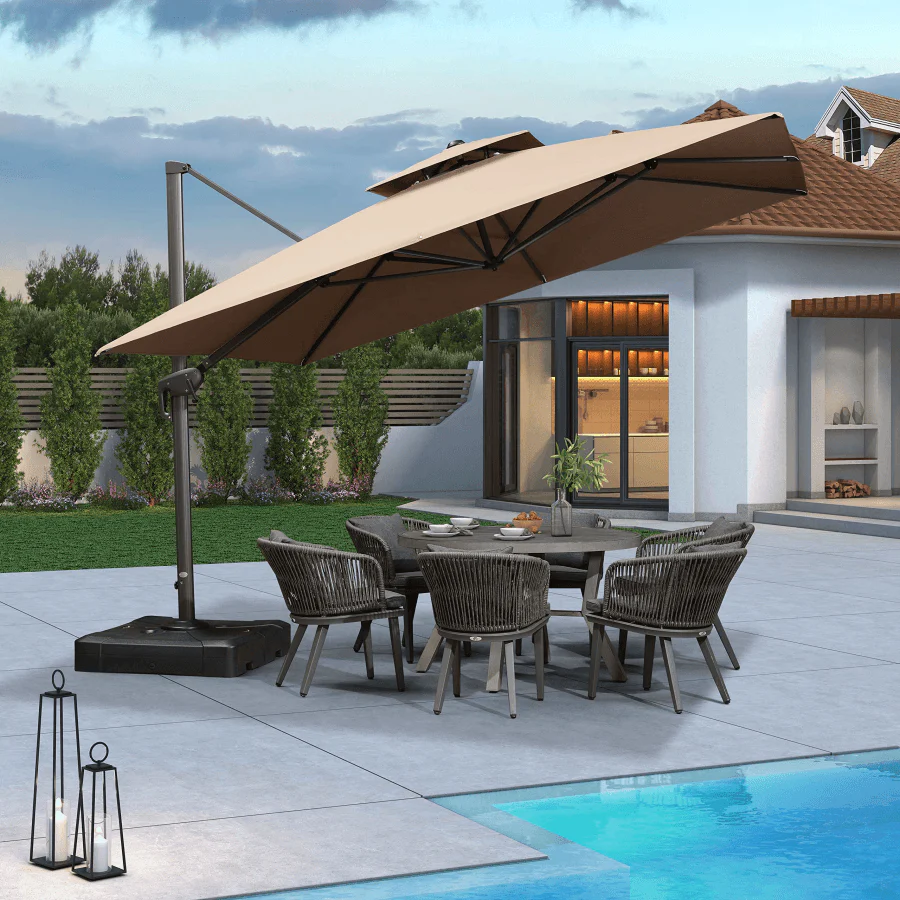 PURPLE LEAF Cantilever Patio Umbrella Gray Pole Outdoor Umbrella with UV Protection - Image 26