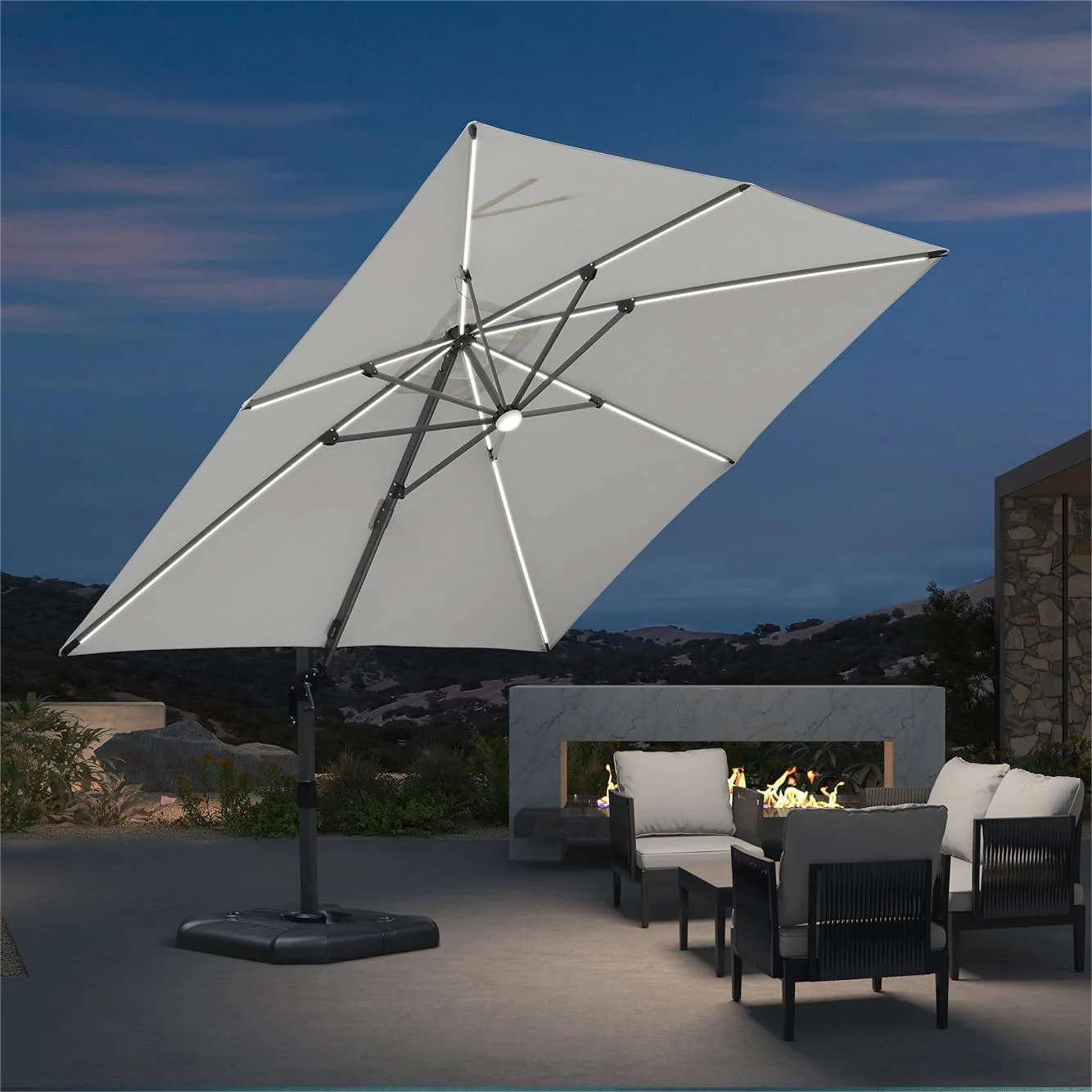 PURPLE LEAF 10ft Cantilever Patio Umbrella with LED Lights, 360° Swivel and Tilt - Image 101